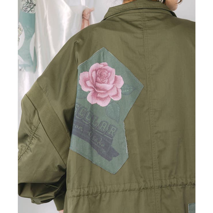 花のアップリケロングブルゾン[品番：SRSW0000251]｜ScoLar（スカラー