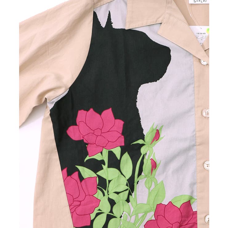 ネコ花柄切替シャツ | ScoLar | 詳細画像7 