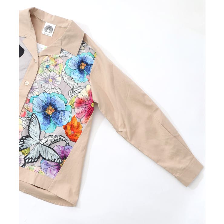 ネコ花柄切替シャツ | ScoLar | 詳細画像11 