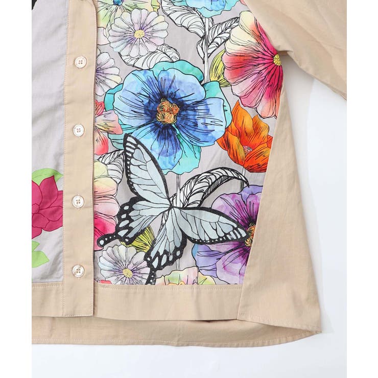 ネコ花柄切替シャツ | ScoLar | 詳細画像12 