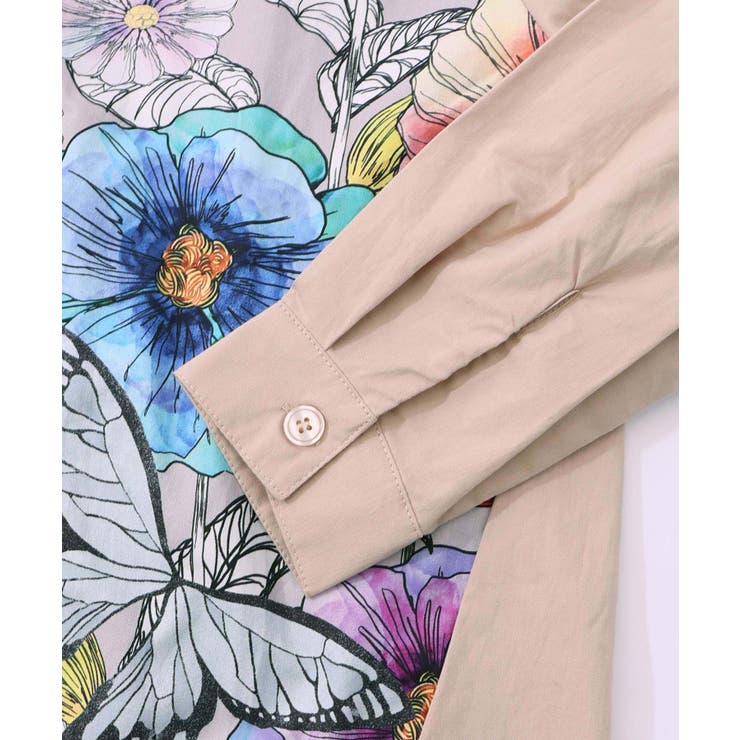 ネコ花柄切替シャツ | ScoLar | 詳細画像13 