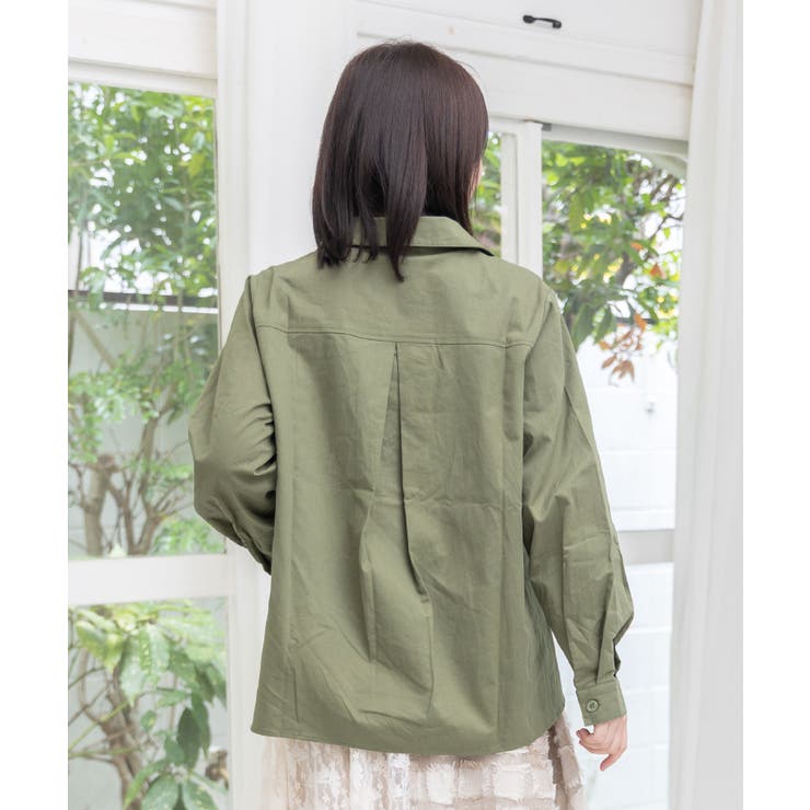 ネコ花柄切替シャツ | ScoLar | 詳細画像4 