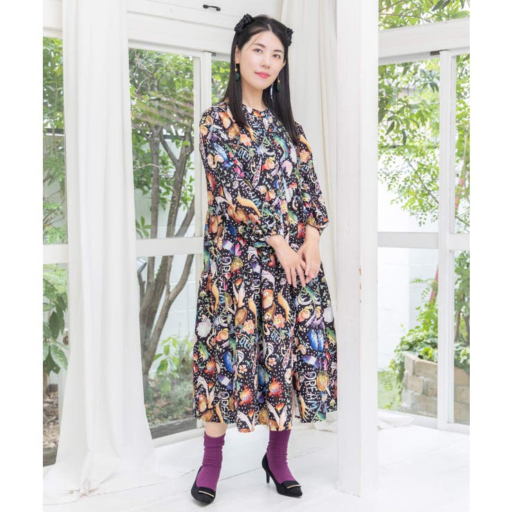 ブラック | 音楽orPOP柄ワンピース | ScoLar