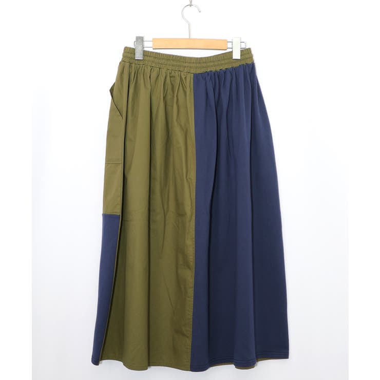 レトロ異素材バイカラーワークスカート | ScoLar | 詳細画像15 