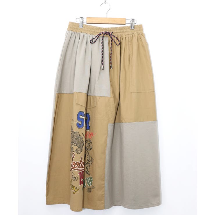 レトロ異素材バイカラーワークスカート | ScoLar | 詳細画像17 