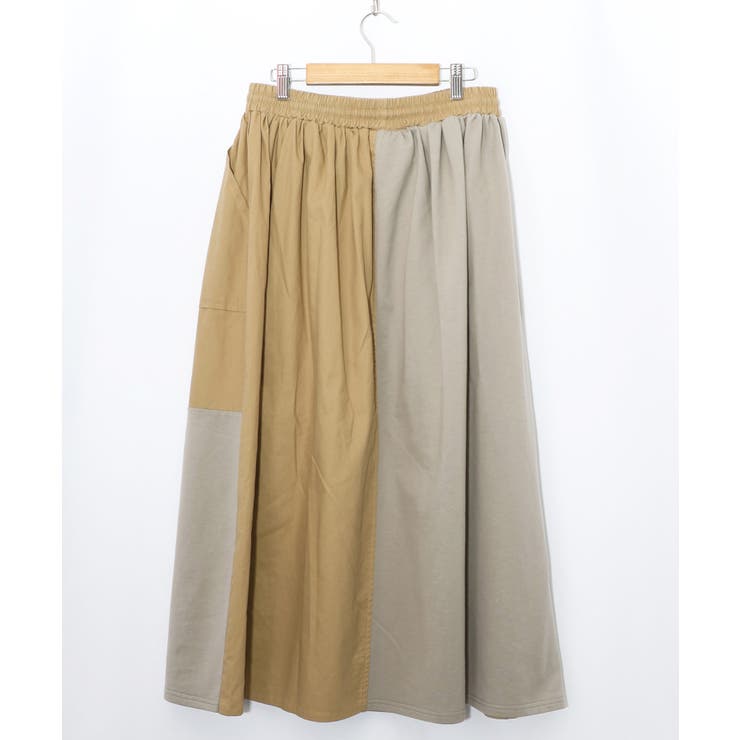 レトロ異素材バイカラーワークスカート | ScoLar | 詳細画像18 