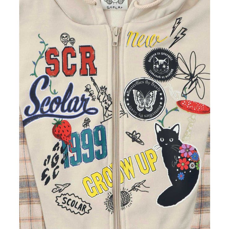 POP・チェック柄切替パーカー | ScoLar | 詳細画像10 