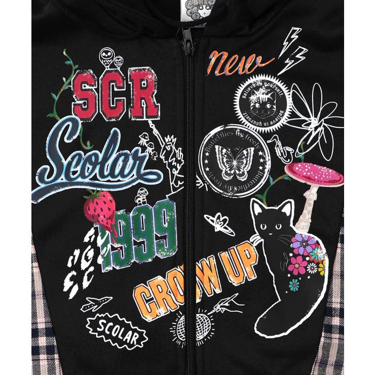 POP・チェック柄切替パーカー | ScoLar | 詳細画像12 