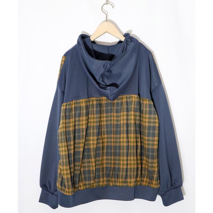 POP・チェック柄切替パーカー | ScoLar | 詳細画像13 