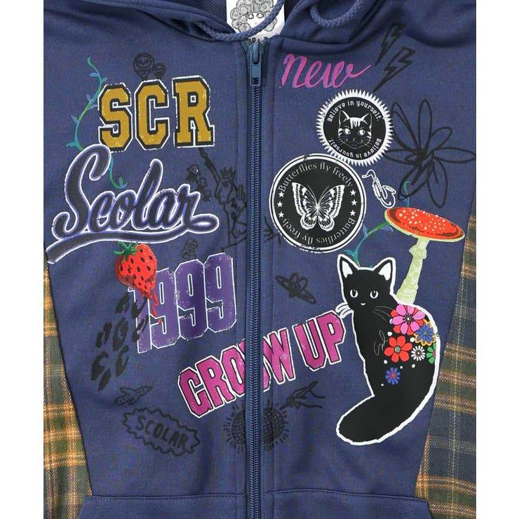 POP・チェック柄切替パーカー | ScoLar | 詳細画像14 