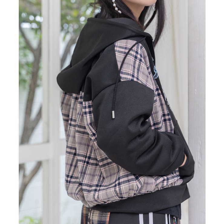 POP・チェック柄切替パーカー | ScoLar | 詳細画像2 