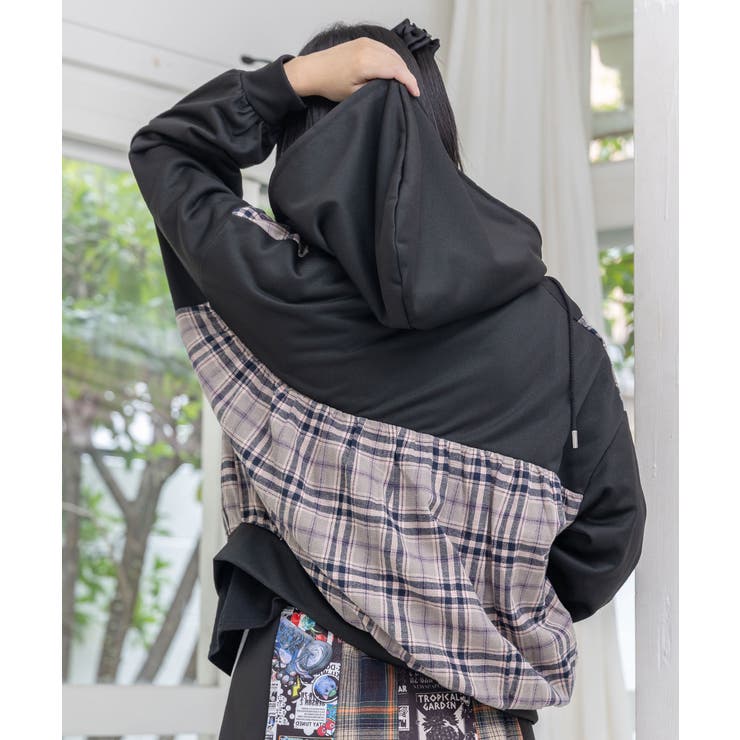 POP・チェック柄切替パーカー | ScoLar | 詳細画像5 