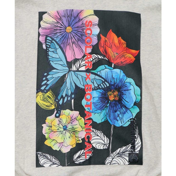 花蝶柄スカ子箔プリントロゴパーカー | ScoLar | 詳細画像9 