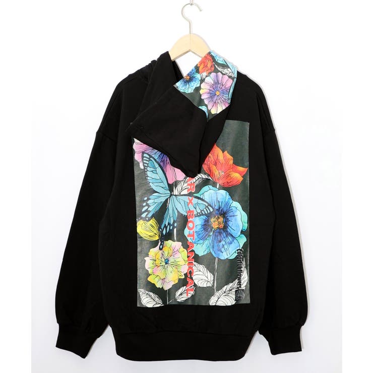 花蝶柄スカ子箔プリントロゴパーカー | ScoLar | 詳細画像12 