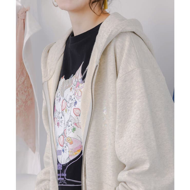 花蝶柄スカ子箔プリントロゴパーカー | ScoLar | 詳細画像5 