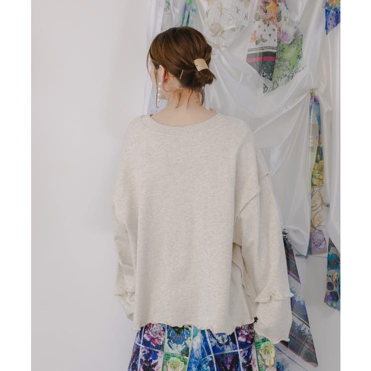 キノコ花柄箔プリント裏毛プルオーバー | ScoLar | 詳細画像3 