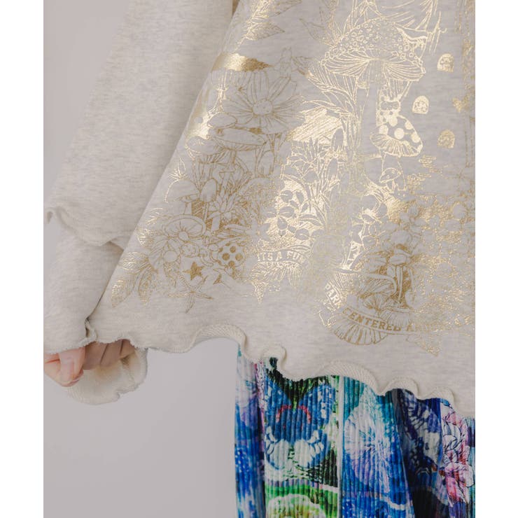 キノコ花柄箔プリント裏毛プルオーバー | ScoLar | 詳細画像6 