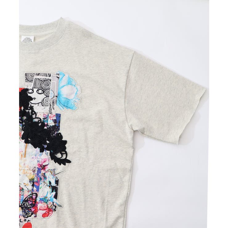 コラージュ柄 レース貼り付け裏毛チュニック | ScoLar | 詳細画像12 