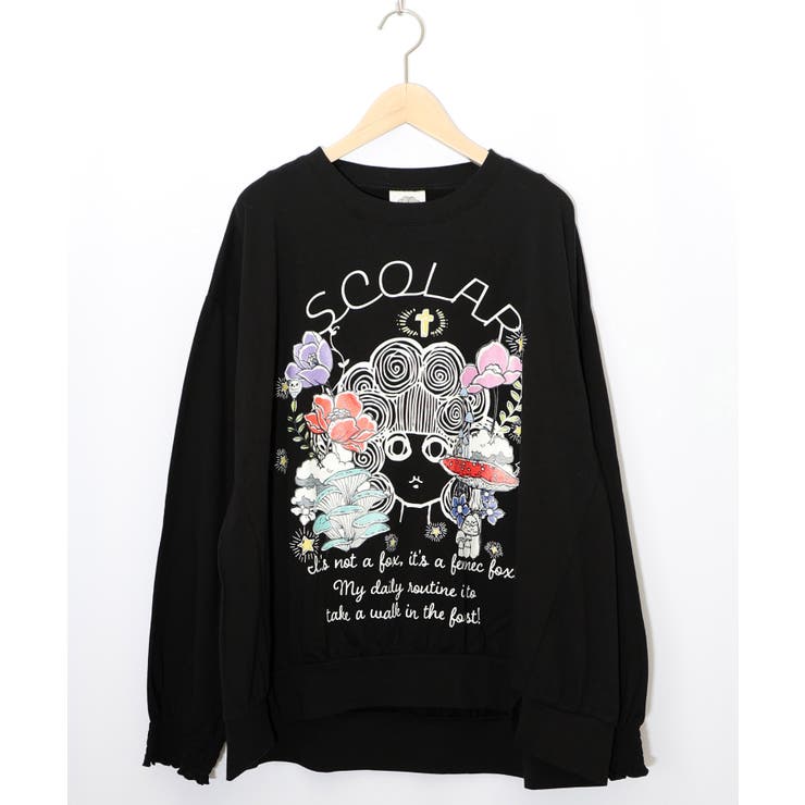 ブラック | きのこ花十字架スカ子ロンT | ScoLar