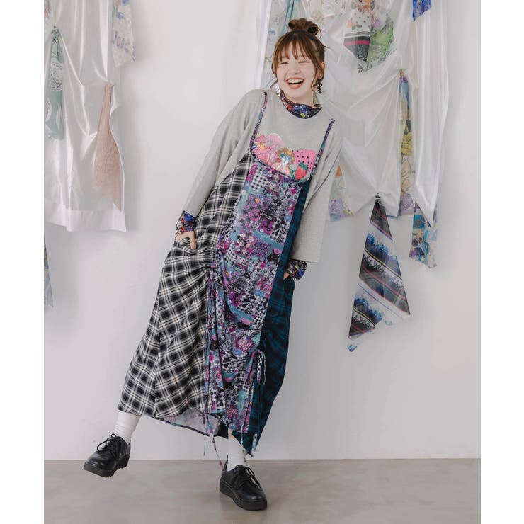 POPチェック柄切替ワンピース[品番：SRSW0000239]｜ScoLar（スカラー