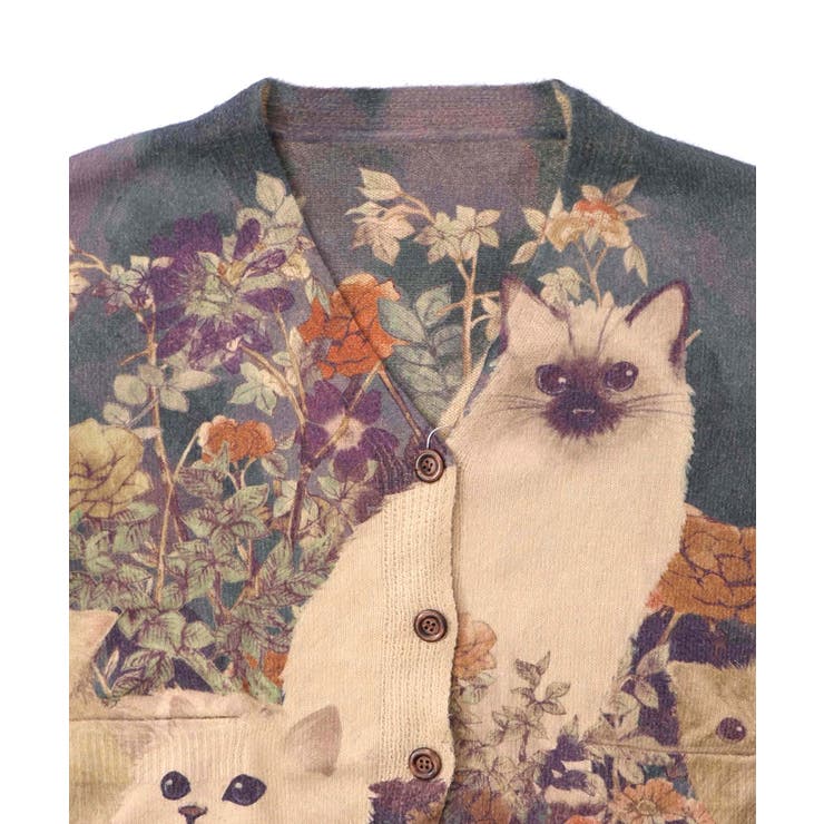 アンティーク風秋色ネコカーディガン[品番：SRSW0000240]｜ScoLar