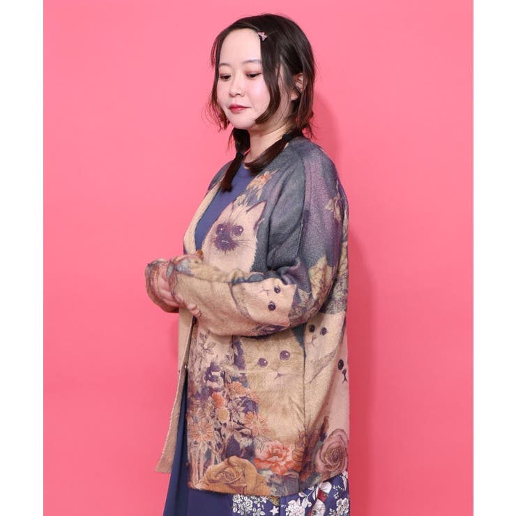 アンティーク風秋色ネコカーディガン[品番：SRSW0000240]｜ScoLar