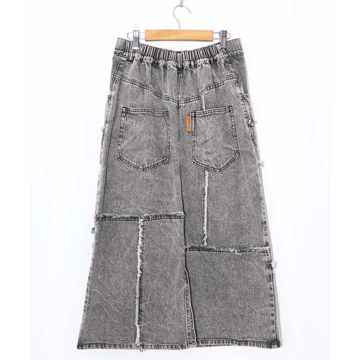 花ネコのアシメフリンジ アップリケデニムスカート | ScoLar | 詳細画像18 