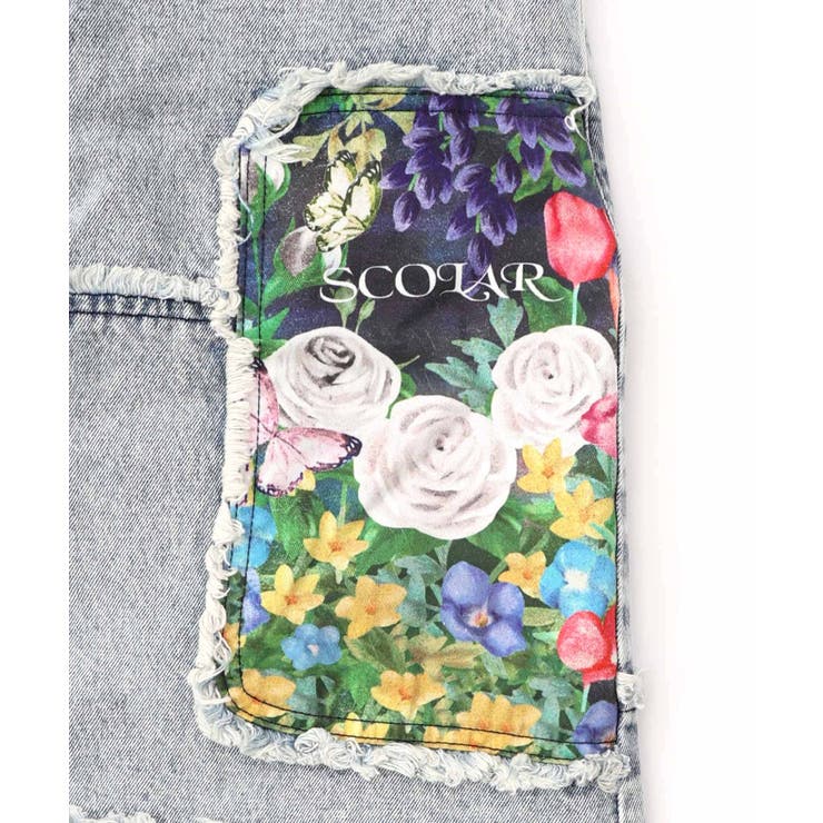 花ネコのアシメフリンジ アップリケデニムスカート | ScoLar | 詳細画像22 
