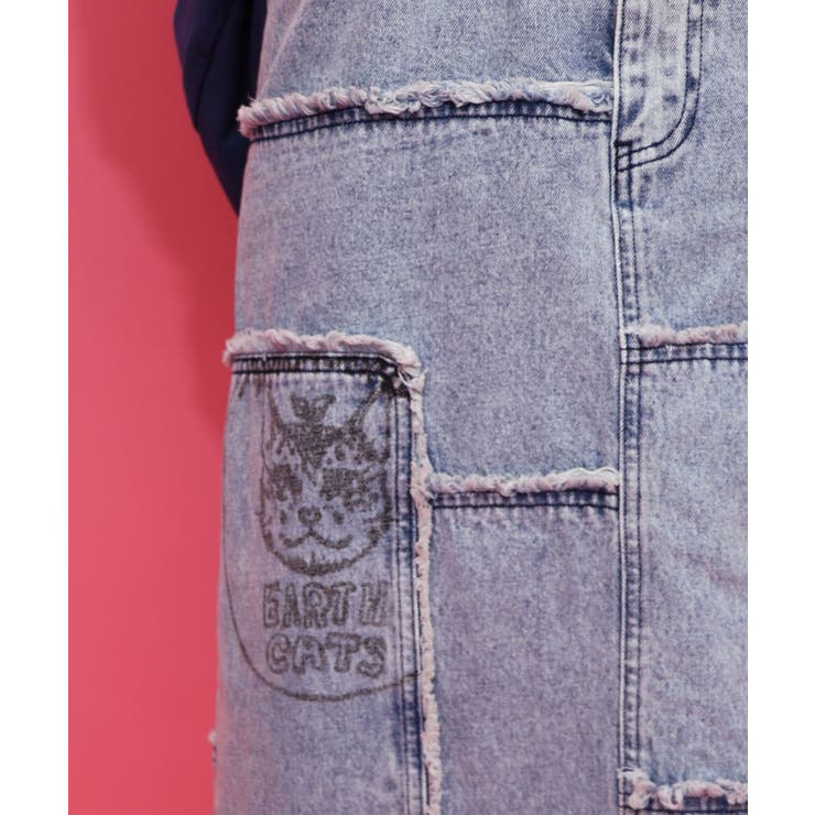 花ネコのアシメフリンジ アップリケデニムスカート | ScoLar | 詳細画像14 