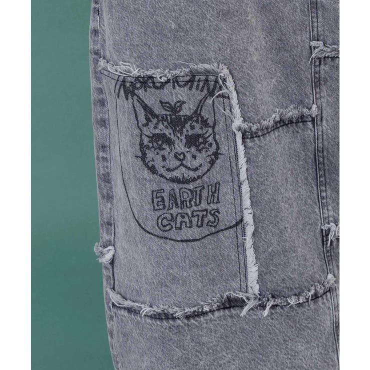 花ネコのアシメフリンジ アップリケデニムスカート | ScoLar | 詳細画像7 