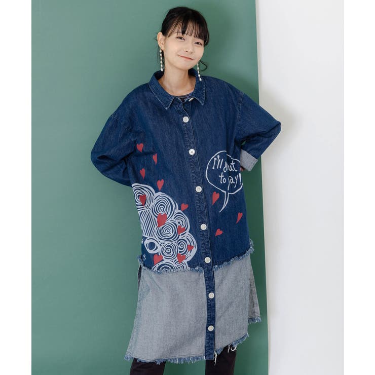 ひょっこりスカラーちゃん柄デニムシャツアウター | ScoLar | 詳細画像1 