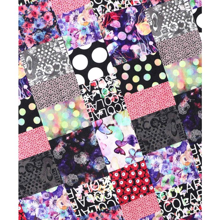 パッチワーク風総柄ドロスト前開きワンピース | ScoLar | 詳細画像13 