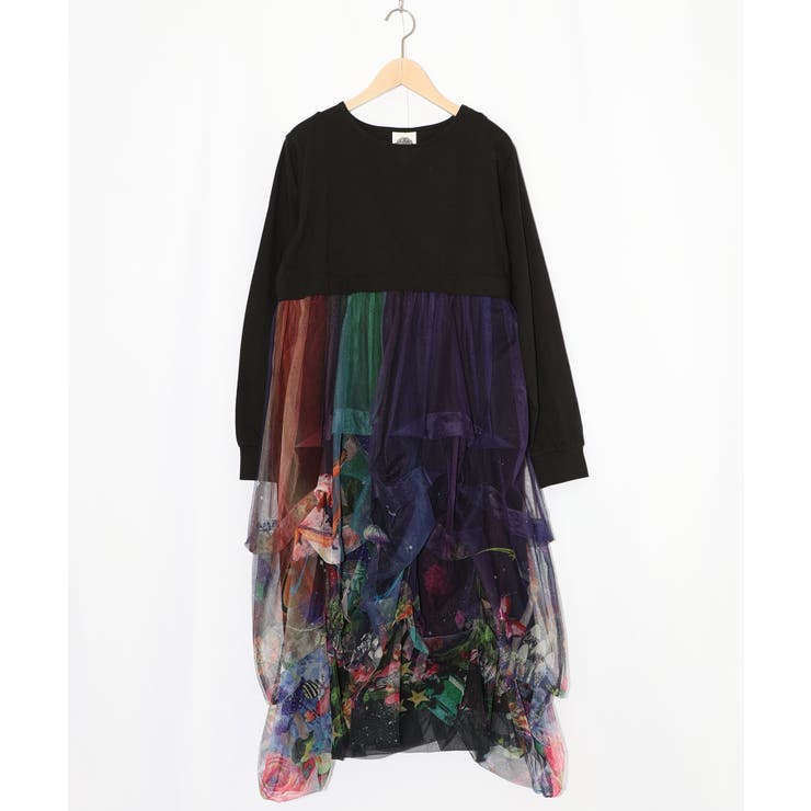 2柄展開タック入りチュールバルーンワンピース | ScoLar | 詳細画像10 