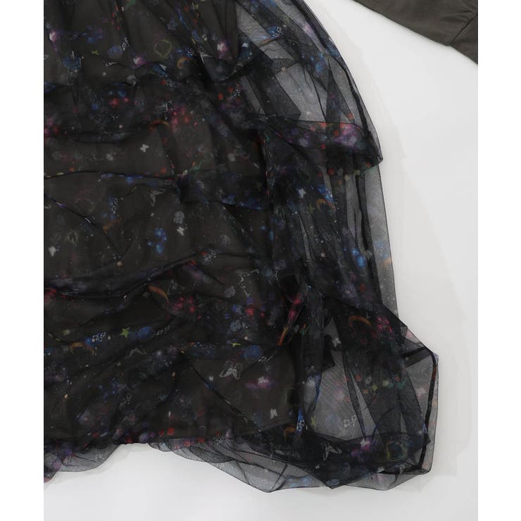 2柄展開タック入りチュールバルーンワンピース | ScoLar | 詳細画像14 