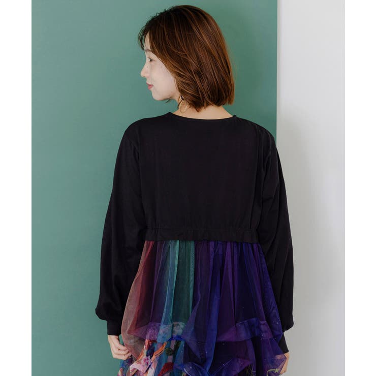 2柄展開タック入りチュールバルーンワンピース | ScoLar | 詳細画像6 