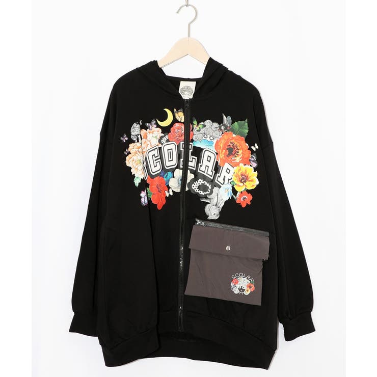 取り外し可能サコッシュ付き 花×ロゴパーカー | ScoLar | 詳細画像10 