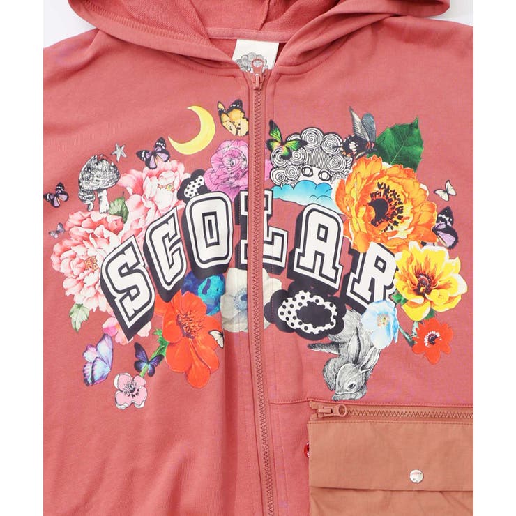 取り外し可能サコッシュ付き 花×ロゴパーカー | ScoLar | 詳細画像12 