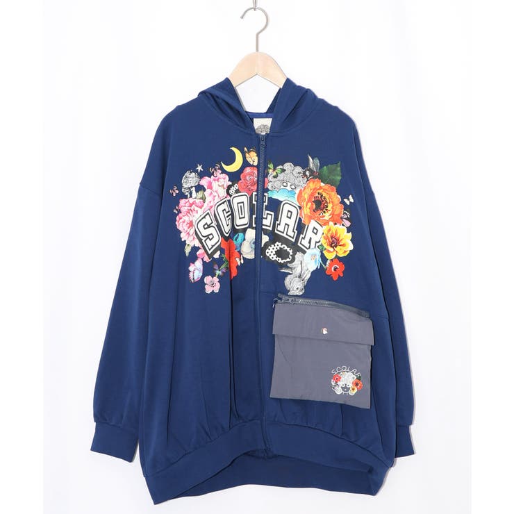 取り外し可能サコッシュ付き 花×ロゴパーカー[品番：SRSW0000337