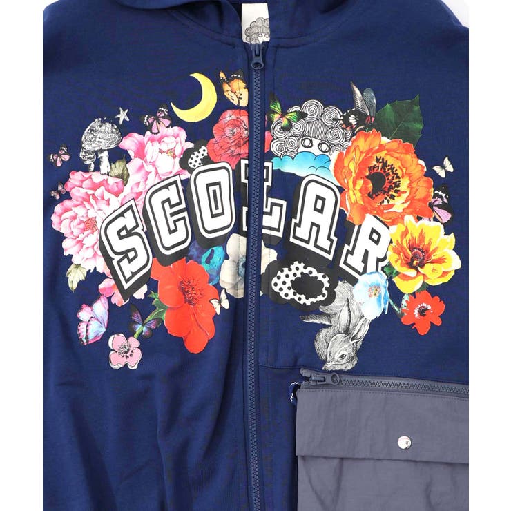 取り外し可能サコッシュ付き 花×ロゴパーカー | ScoLar | 詳細画像13 