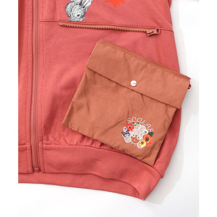 取り外し可能サコッシュ付き 花×ロゴパーカー | ScoLar | 詳細画像17 