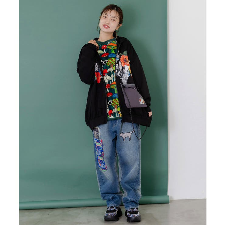 取り外し可能サコッシュ付き 花×ロゴパーカー | ScoLar | 詳細画像1 