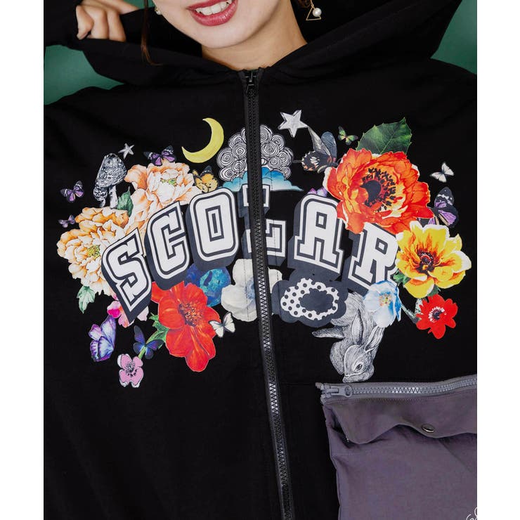 取り外し可能サコッシュ付き 花×ロゴパーカー | ScoLar | 詳細画像6 