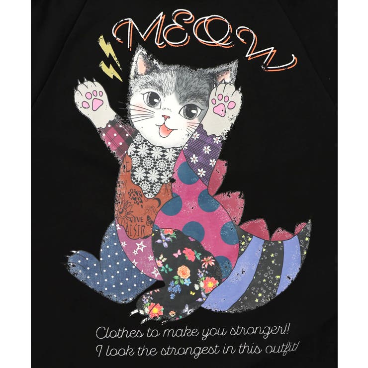 ネコ怪獣とチェック柄 切替裏毛プルオーバー | ScoLar | 詳細画像7 