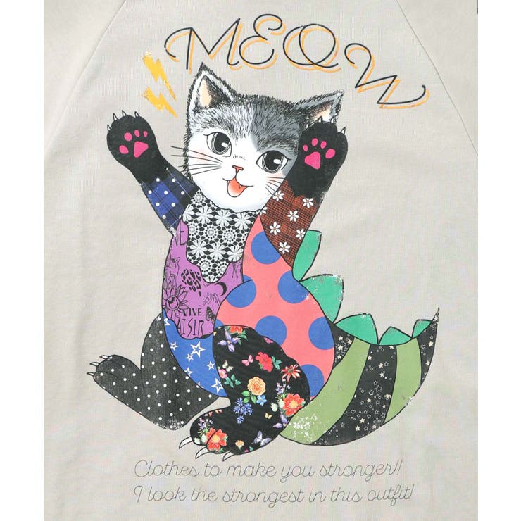 ネコ怪獣とチェック柄 切替裏毛プルオーバー | ScoLar | 詳細画像10 