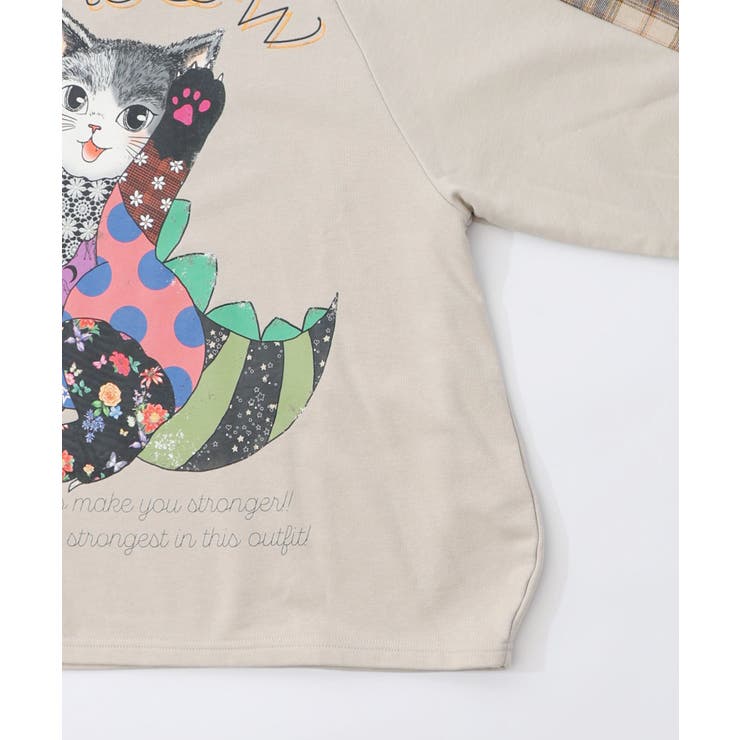 ネコ怪獣とチェック柄 切替裏毛プルオーバー | ScoLar | 詳細画像13 