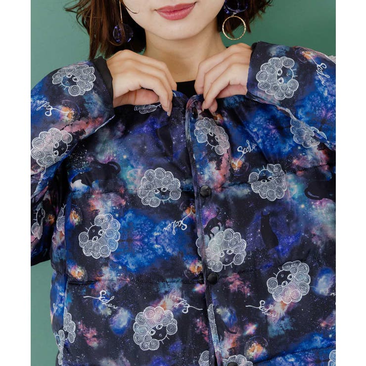 スカラーちゃん×宇宙×ネコ柄リバーシブル中綿ブルゾン | ScoLar | 詳細画像5 