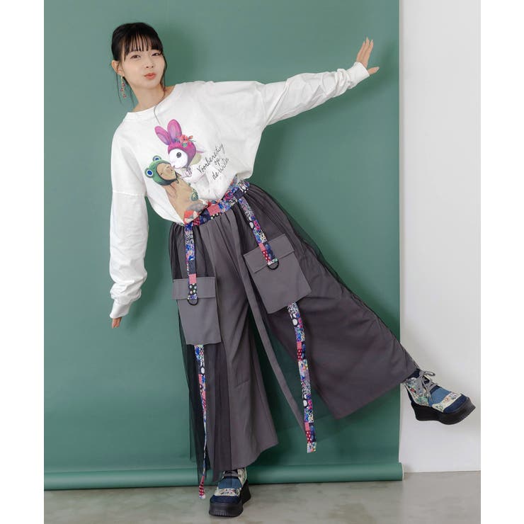 チュールとラインテープのカーゴパンツ[品番：SRSW0000299]｜ScoLar