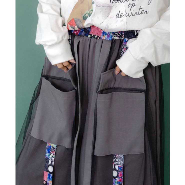 チュールとラインテープのカーゴパンツ[品番：SRSW0000299]｜ScoLar