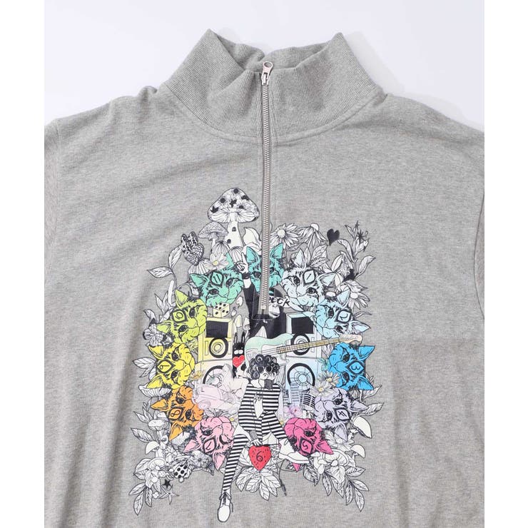 スカラーちゃんと時計と音楽柄裏毛チュニック | ScoLar | 詳細画像13 