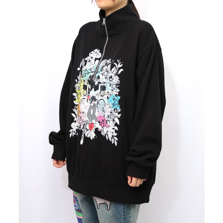 スカラーちゃんと時計と音楽柄裏毛チュニック | ScoLar | 詳細画像3 